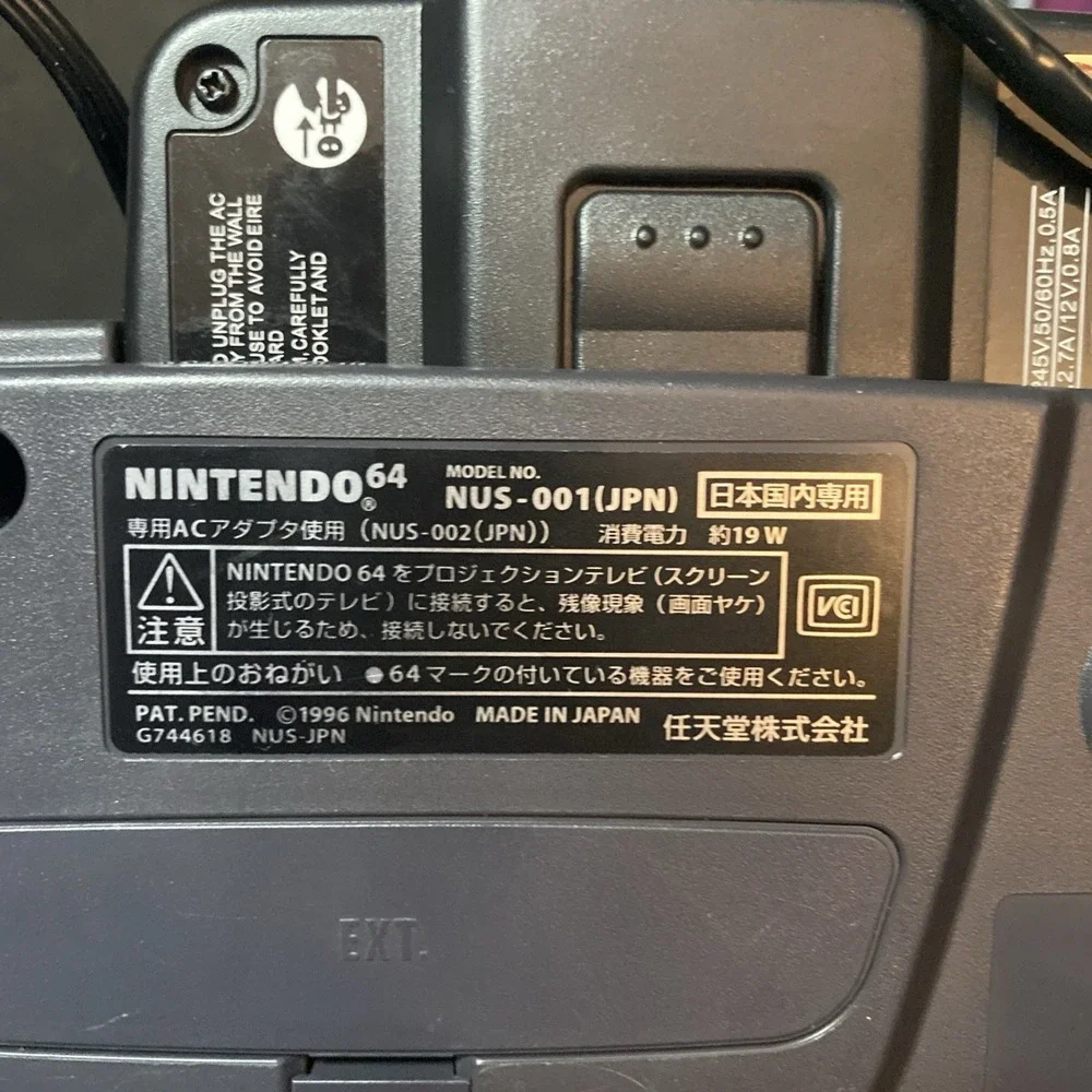 Nintendo 64 Console Bundle OEM Charcoal, NUS-001 Japan Model Untested  A2
